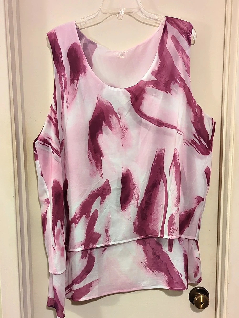 Lane Bryant Swing Double-Layer Chiffon Tank Pink & Purple Size 18/20